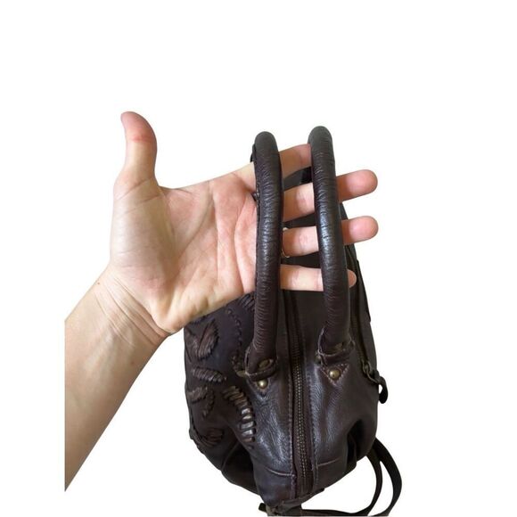 Old Trend Genuine Leather Purse Bag Brown Embroidered Shoulder Top Handles Boho - Picture 13 of 16